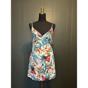 Roxy Womens Juniors Floral Wrap Dress‎ In Marshmallow Pampa Flower XS Hawaiian